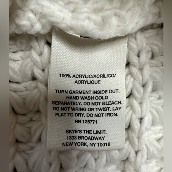 SKYE’S THE LIMIT WOMENS CHUNKY OPEN KNIT MOCK TURTLENECK WHITE/CREAM SWEATER XL - Picture 4 of 10